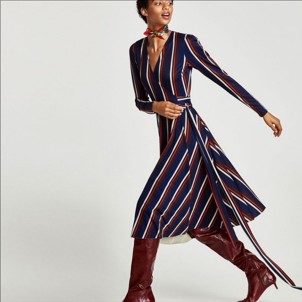 Zara Striped Wrap Dress
